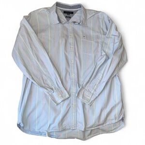 Tommy Hilfiger men’s  blue, pink, and white striped button-up shirt size XXL